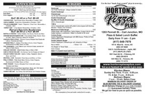 Horton's Pizza Menu | Carl Junction MO